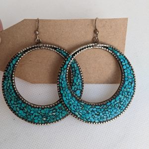 Gorgeous boho turquoise hoops